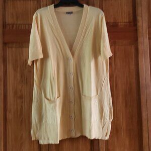 EDDIE BAUER yellow button front S/S knit sz XL woman's